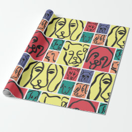 Papel De Regalo Bold Color Dog Faces