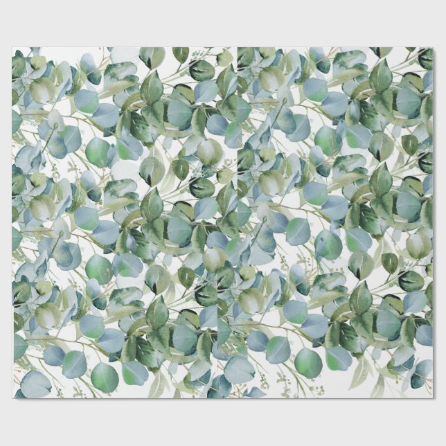 Papel De Regalo Bold Eucalyptus Wrapping Paper – Trendy Greenery  (Superficie plana)