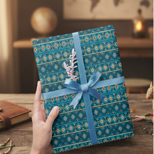 Papel De Regalo Bold Geometric Aztec Tribal Pattern Wrapping Paper
