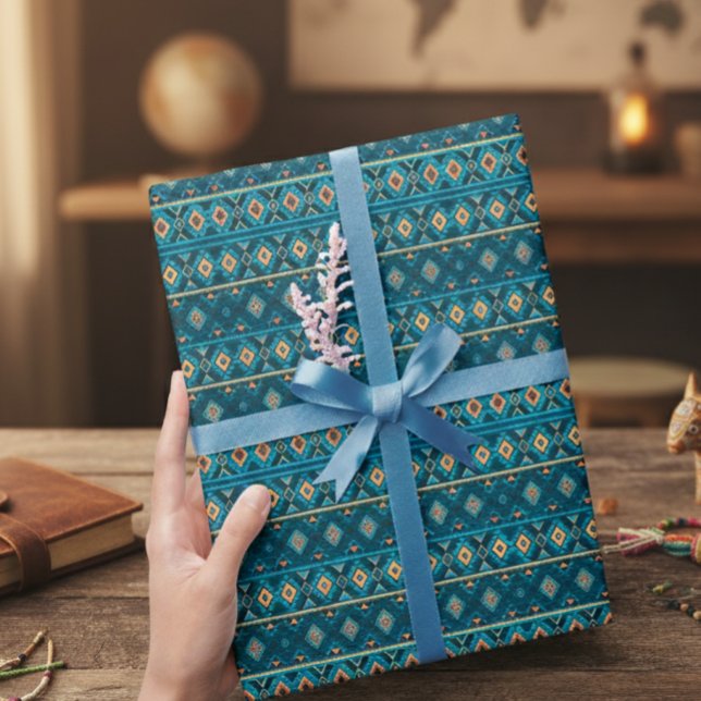 Papel De Regalo Bold Geometric Aztec Tribal Pattern Wrapping Paper (Subido por el creador)