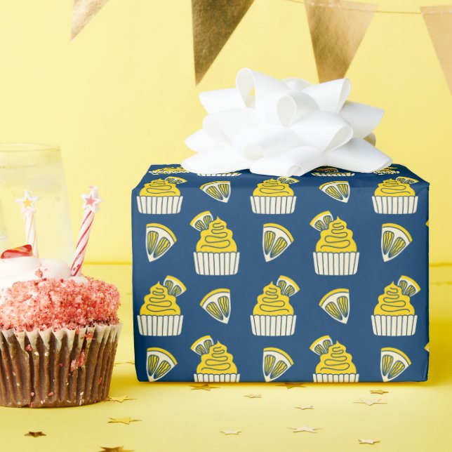 Papel De Regalo Bold Lemon Cupcake Pattern Wrapping Paper Roll (Fiesta de cumpleaños )