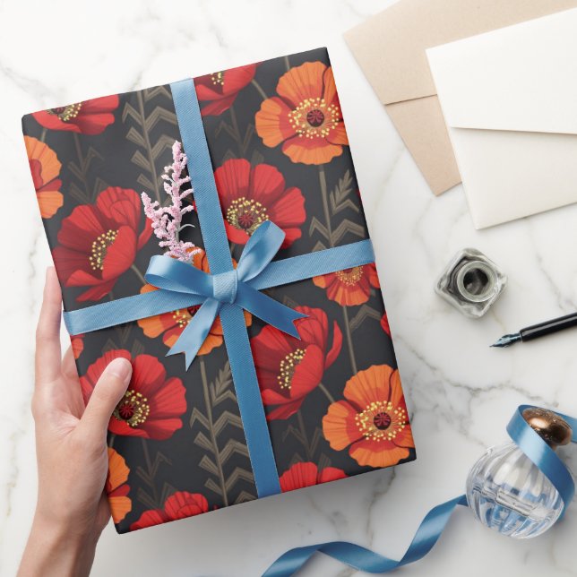 Papel De Regalo Bold Red and Orange Poppy (Regalar)
