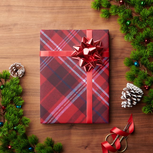 Papel De Regalo Bold Red Black and White Tartan Plaid (Regalo de vacaciones)