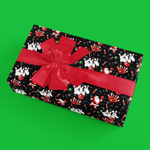 Papel De Regalo Boliche de Navidad con Santa Claus