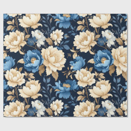 Papel De Regalo Bolsa de regalo azul de flores victorianas
