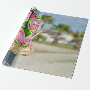 Papel De Regalo Bolsa impresa con melón de agua rosa y verde