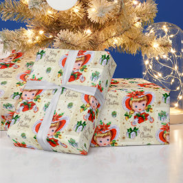 Papel De Regalo Bolso de fiesta de chica de Navidad Retro Vintage