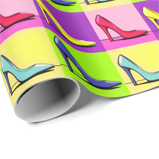 Papel De Regalo Bombas Stiletto, tacones altos Pop Art (Esquina del rollo)