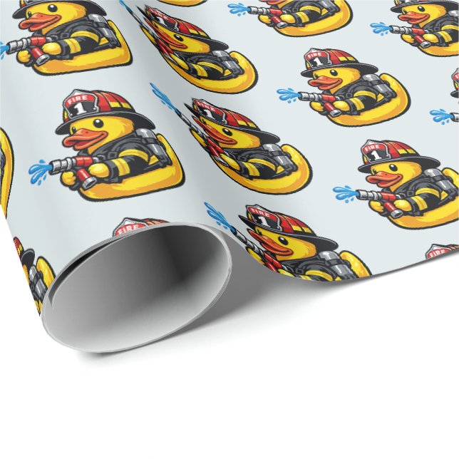 Papel De Regalo Bombero Pato de Goma (Esquina del rollo)