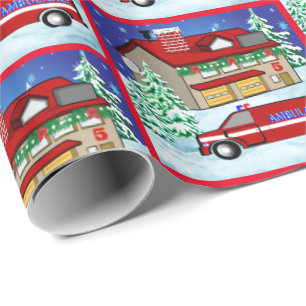 Papel De Regalo Bomberos Bomberos Bomberos Ambulancia EMS Navidade