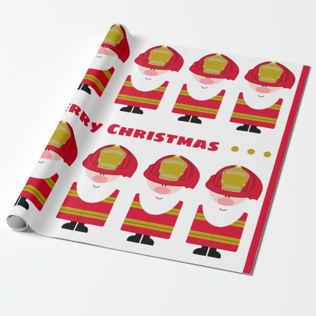 Papel De Regalo Bomberos Santas (Desenrollado)