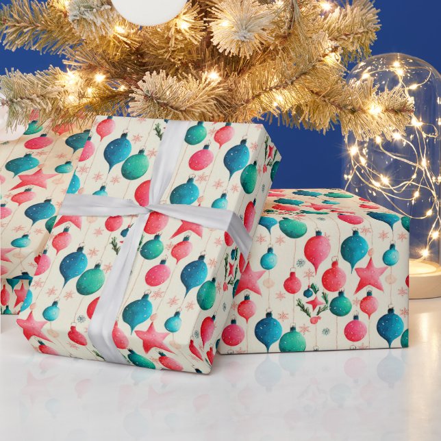 Papel De Regalo Bombilla de Navidades retro festivo (Vacaciones)