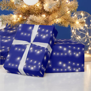 Papel De Regalo Bombillas brillantes En Azul