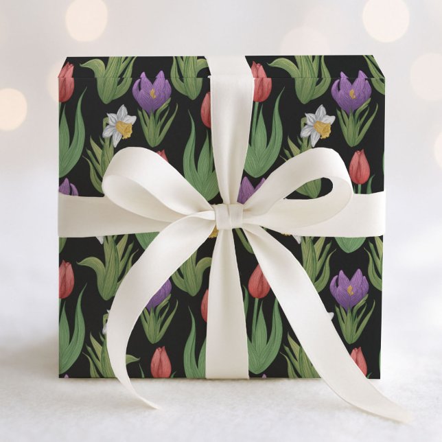 Papel De Regalo Bombillas de primavera Ilustracion floral sobre ne (Subido por el creador)