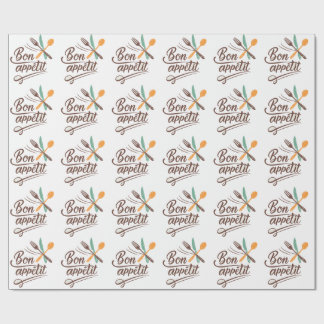 Papel De Regalo Bon Appétit Cocina Decoración Cubertería Ilustraci