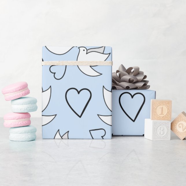 Papel De Regalo Bonitas palomas para fiesta nupcial luz azul trans (Baby Shower)