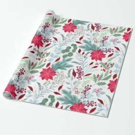 Papel De Regalo Bonito acuarela floral purpurina poinsettia roja