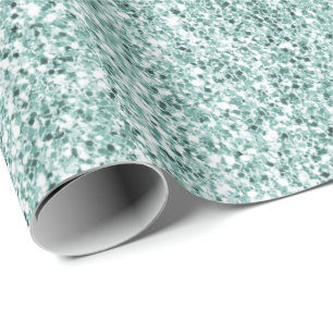 Papel De Regalo Bonito Aqua Mint Glitzy Purpurina