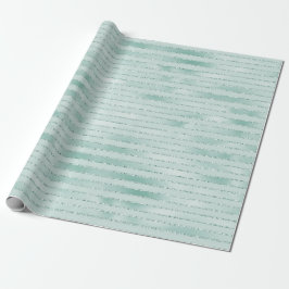 Papel De Regalo Bonito Aqua Mint Glitzy Purpurinas Stripes