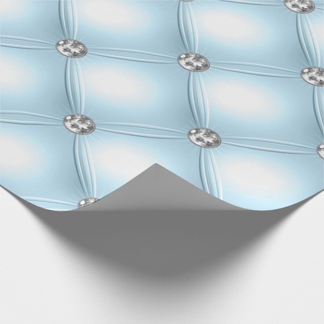 Papel De Regalo Bonito Blue Bling Jewels Puffy (Esquina)