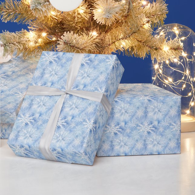 Papel De Regalo Bonito Blue Snowflakes (Vacaciones)