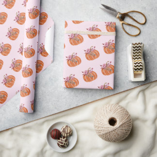 Papel De Regalo Bonito Calabaza rosa Floral Giro Cumpleaños
