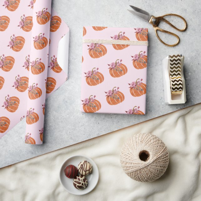 Papel De Regalo Bonito Calabaza rosa Floral Giro Cumpleaños (Artesanía)