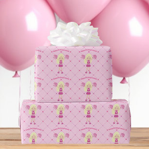 Papel De Regalo Bonito Chica animador Personalizado Cumpleaños Ros
