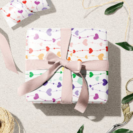 Papel De Regalo Bonito Corazones Arcoiris Patrón Niños