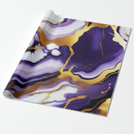 Papel De Regalo bonito de moda oro púrpura Faux Marble
