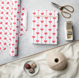 Papel De Regalo Bonito El día de San Valentín de Corazones Rojas y