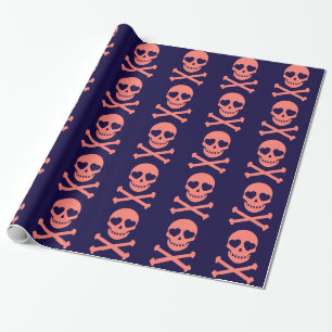 Papel De Regalo Bonito en cráneos rosados