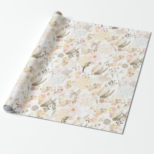 Papel De Regalo Bonito Floral rosa crema neutra