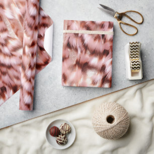 Papel De Regalo Bonito Girly Rosa Gold Zebra Glitzy Animal