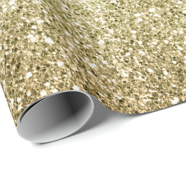 Papel De Regalo Bonito Gold Glitzy Purpurina (Esquina del rollo)