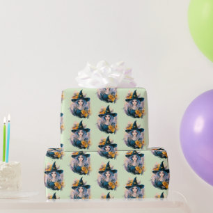 Papel De Regalo Bonito Gorra Negro Estrellas patrón Halloween