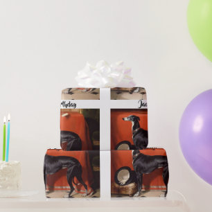 Papel De Regalo Bonito Greyhound blanco y negro