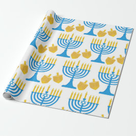 Papel De Regalo Bonito Hanukkah azul y oro