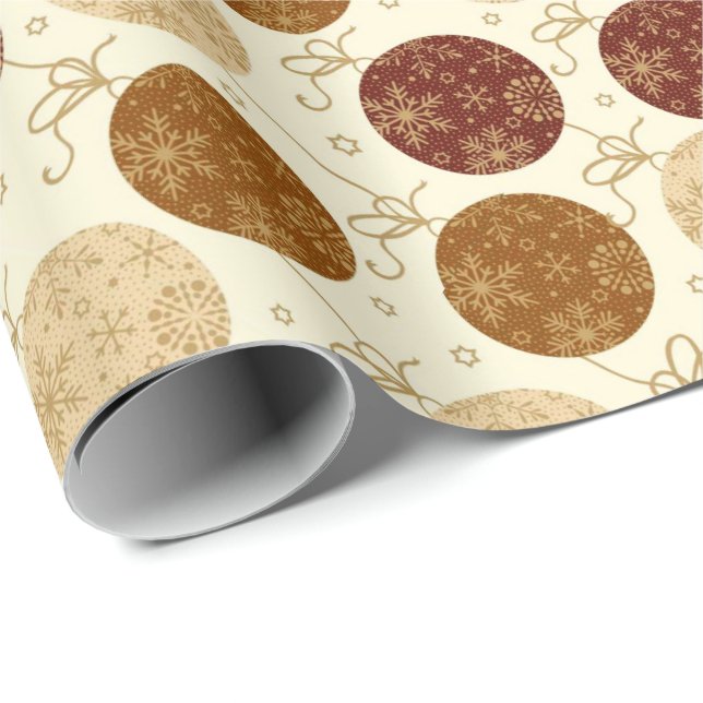 Papel De Regalo Bonito Hermosos Navidades Pastel Colgando Bolas. (Esquina del rollo)