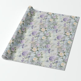Papel De Regalo Bonito Lavanda Morado Boda Floral Rosas Blancas