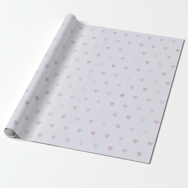 Papel De Regalo Bonito Lilac Hearts (Desenrollado)