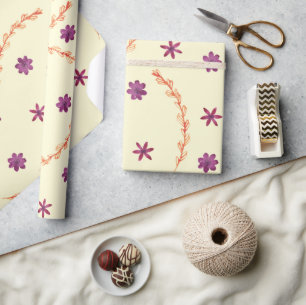 Papel De Regalo Bonito Morado Floral Sexo Botánico Neutral