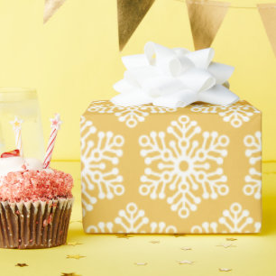 Papel De Regalo Bonito Navidades dorados copos de nieve envoltura 