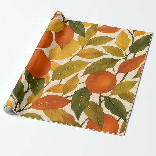 Papel De Regalo Bonito Otoño Cae Sale Árbol Naranja