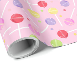 Papel De Regalo Bonito Pastel Retro Lollipops Candon on Baby Pink