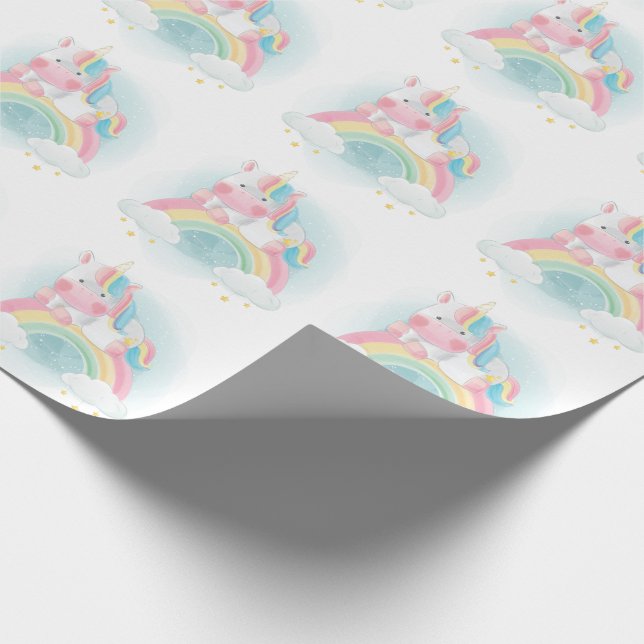 Papel De Regalo Bonito Pastel Unicorn (Esquina)
