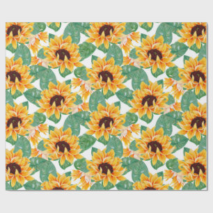 Papel De Regalo Bonito Patrón amarillo y verde girasol