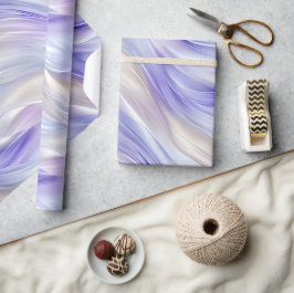 Papel De Regalo Bonito Perla Azul Púrpura Swirls Blanco