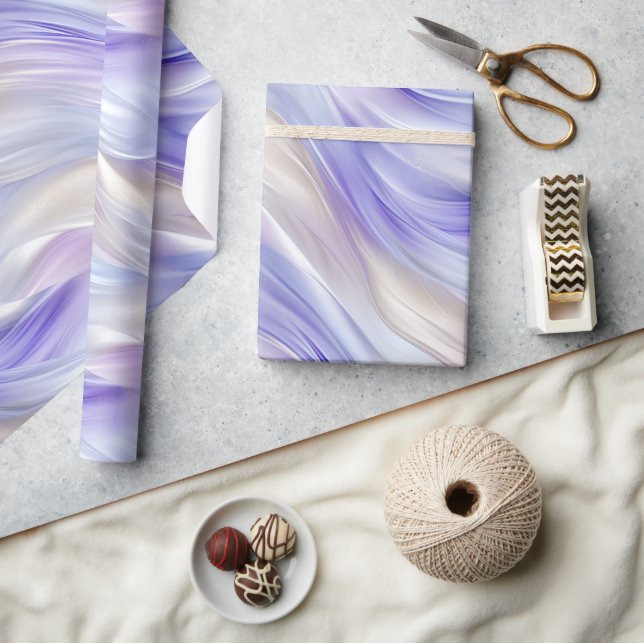 Papel De Regalo Bonito Perla Azul Púrpura Swirls Blanco (Artesanía)