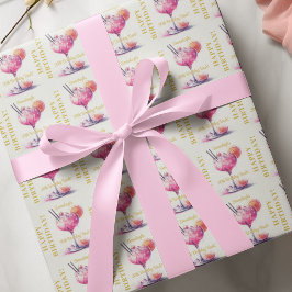 Papel De Regalo Bonito personalizado en cóctel rosa Feliz cumpleañ